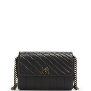 Henri Bendel Black 712 Wallet Crossbody Shoulder RARE HB Logo Closure Quilted